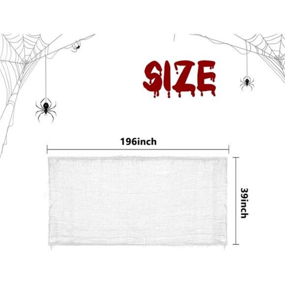 196x39 Inch Halloween Creepy Cloth- Large White Scary- Entryways Cover Gauze - Picture 2 of 8